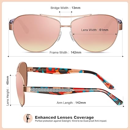 Acetate Metal Sunglasses for Women Polarized UV Protection Trendy Fashion Style