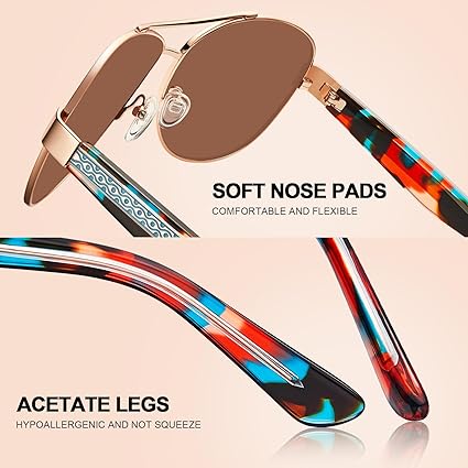 Acetate Metal Sunglasses for Women Polarized UV Protection Trendy Fashion Style