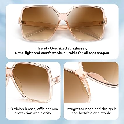 Oversized Square Sunglasses for Women Big Large Wide Fashion Shades for Men UV Protection Unisex