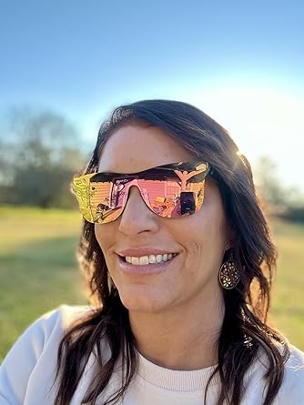 Womens Sunglasses Trendy Mirrored One Piece Lens Men Reflective Sun Glasses