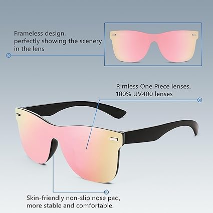 Womens Sunglasses Trendy Mirrored One Piece Lens Men Reflective Sun Glasses