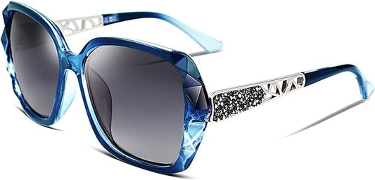 Polarized Women Square Sunglasses Sparkling Composite Shiny Frame